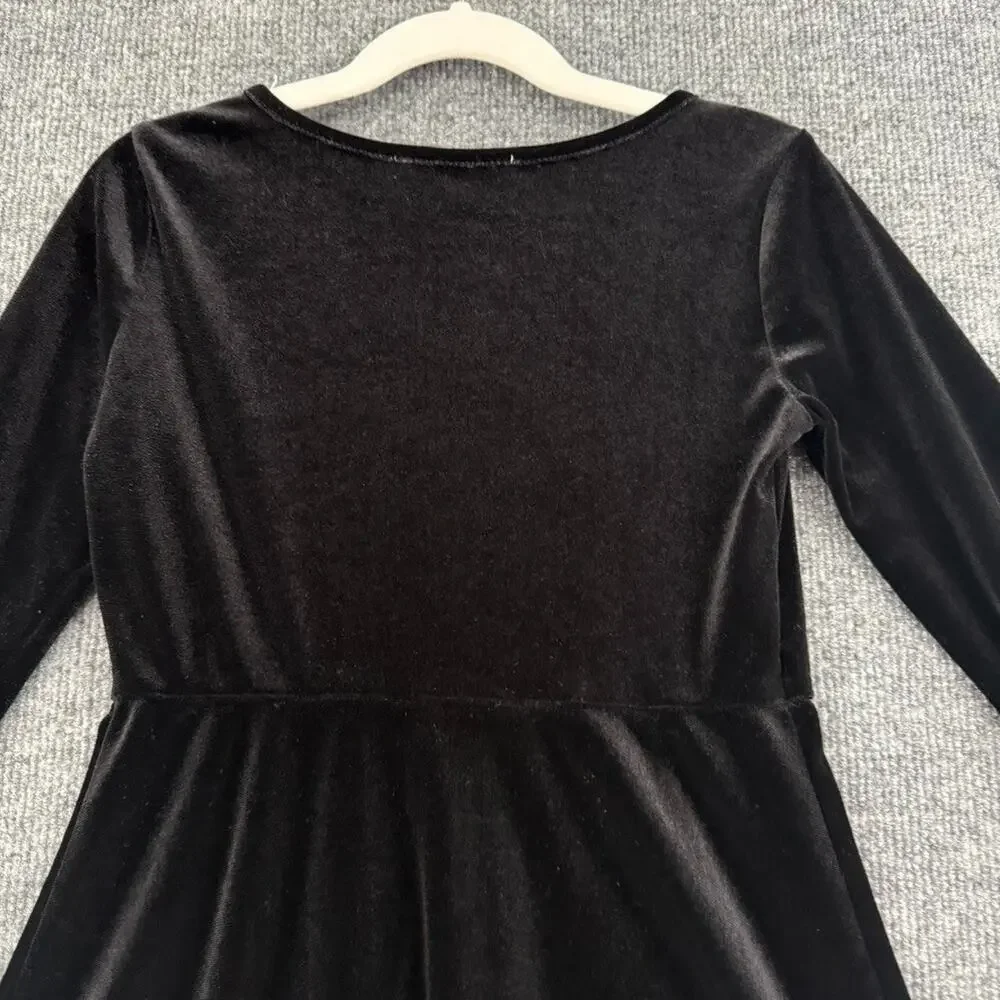 Old Navy Girls Black Velour Fit & Flare Dress Size 6/7 Holiday Twirly Velvet